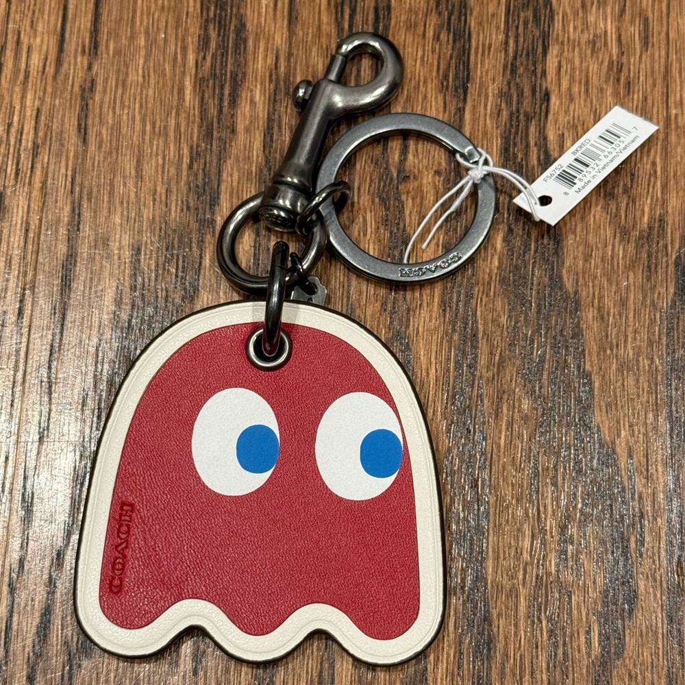NWT Coach x PAC-MAN Red Ghost Keychain Bag Charm